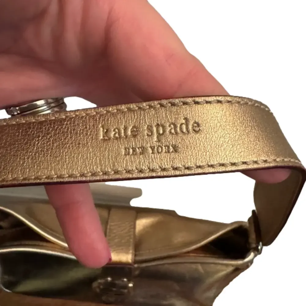 KATE SPADE ♠️ New York Gold Metallic Leather Hobo Shoulder Bag Purse